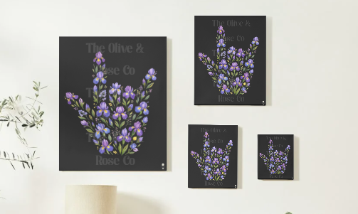 Artwork: ASL Floral I Love You Symbol